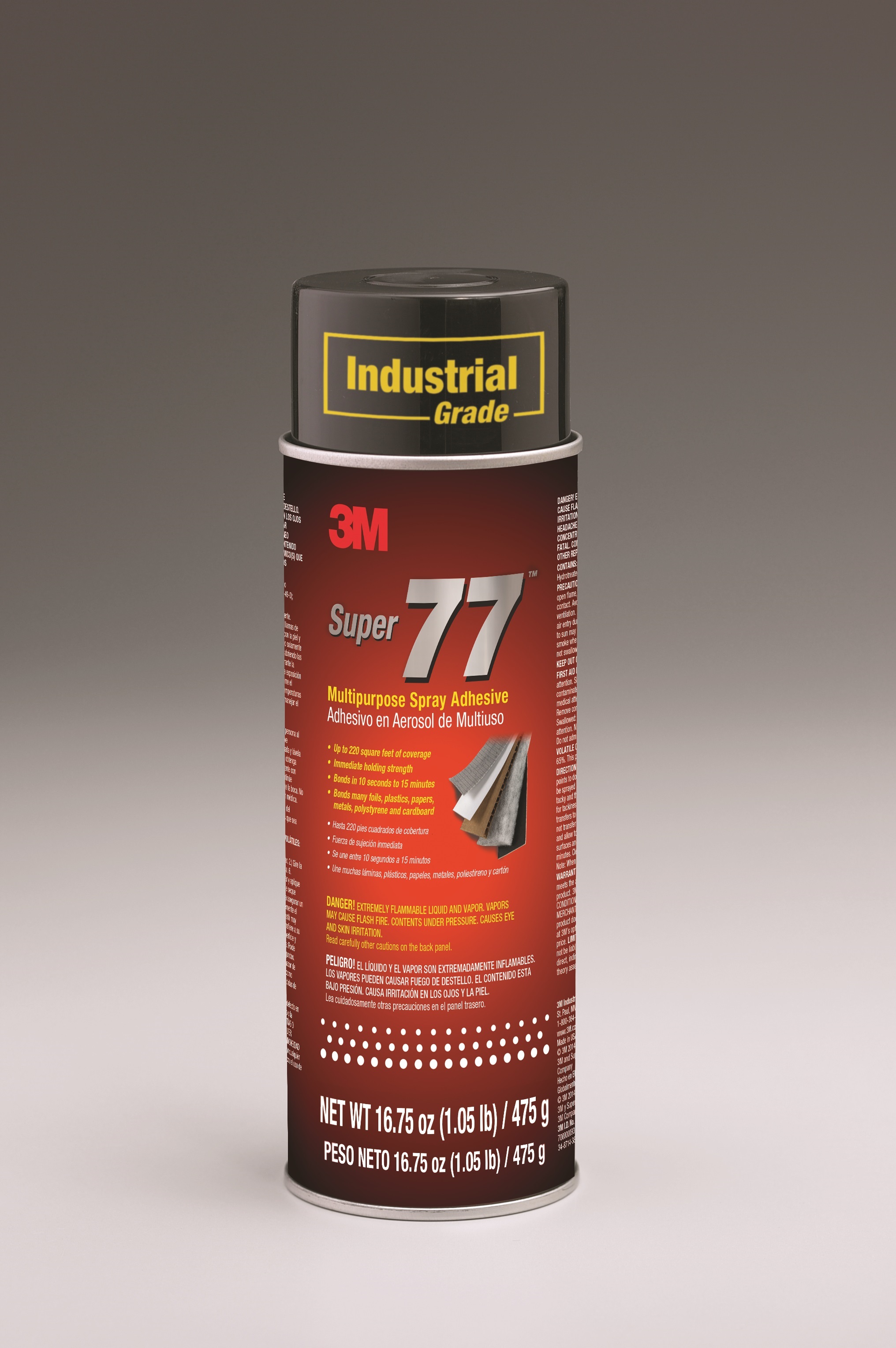 3M™ Super 77™ Classic Spray Adhesive, Clear, Net Wt 16.5 oz, 12/case, NOT  FOR SALE OR USE IN CA & OTHER STATES, CONSULT LOCAL REGS